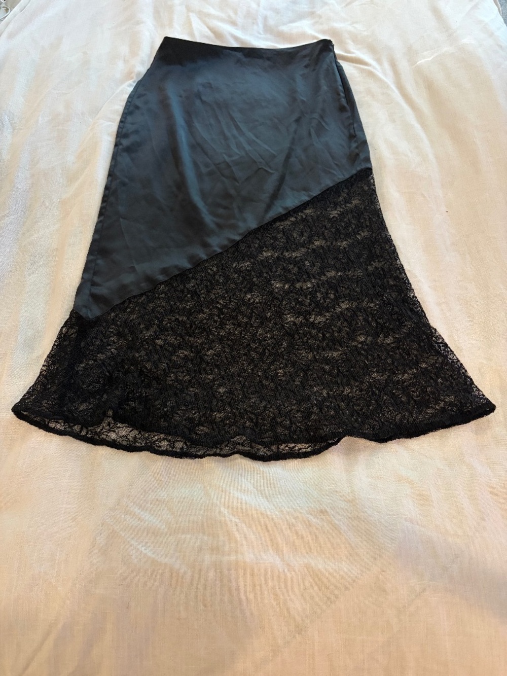 Zara satin & lace midi skirt